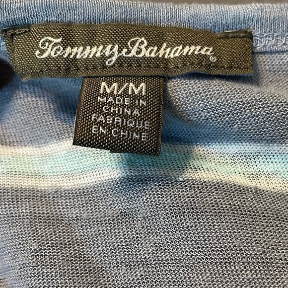 Tommy Bahama 100% linen striped blue dolman batwing 3/4 sleeve top size M - Picture 4 of 8